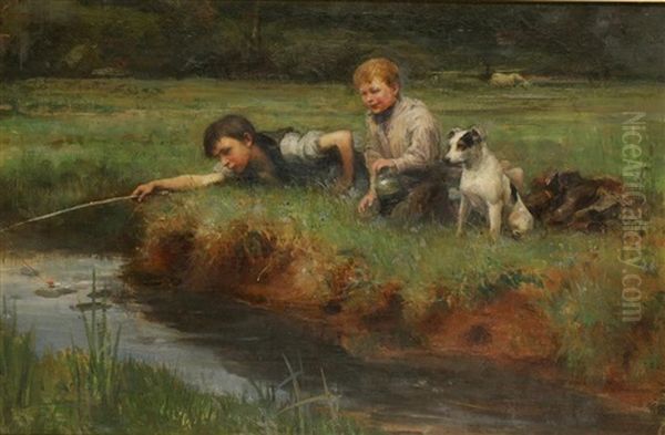 Boy Fishing Oil Painting by John Macallan Swan