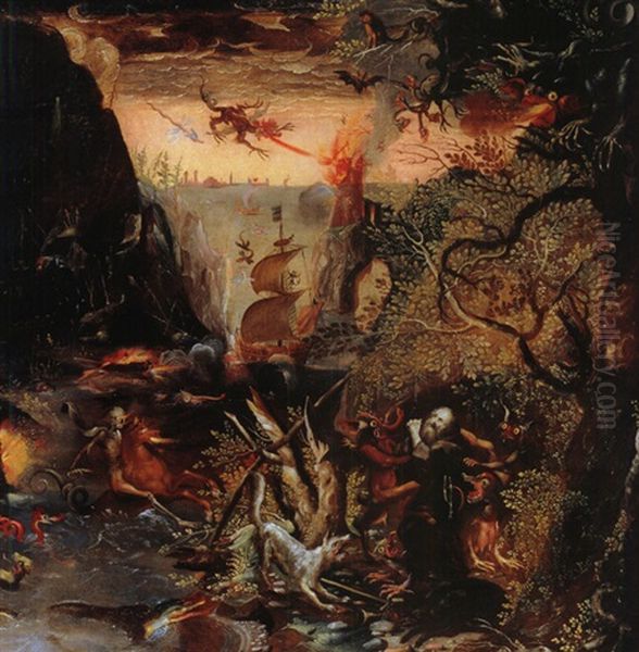 Die Versuchung Des Heiligen Antonius Oil Painting by Jakob Isaacsz Swanenburgh