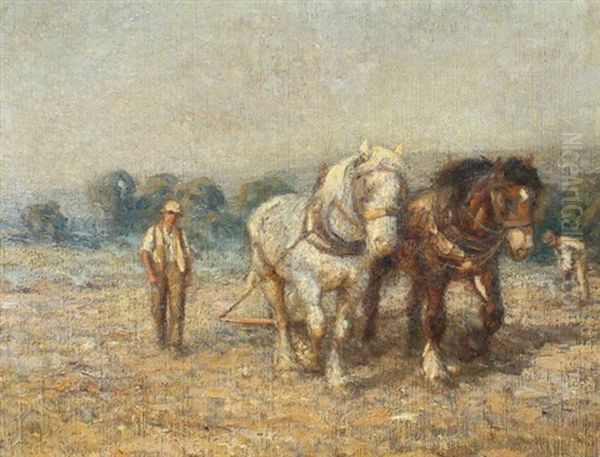 Cleaning The Land Oil Painting by Harold Swanwick