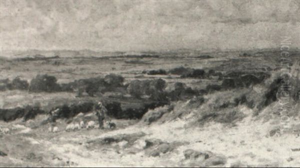 Early Morning On The Downs, Cuckmere Valley, East Sussex Oil Painting by Harold Swanwick