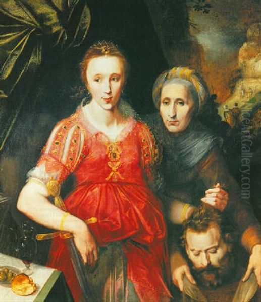 Judith Showing The Head Of Holofernes To The People Of Bethulia Oil Painting by Gerrit Pietersz. Sweelinck