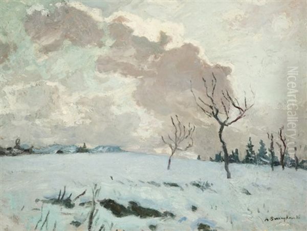Ciel De Neige En Haute-savoie Oil Painting by Alfred Swieykowski