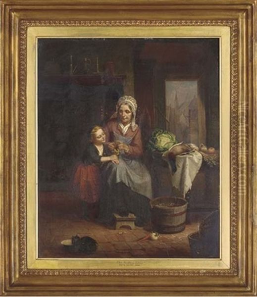 The Knitting Lesson Oil Painting by Catherine Seaton Swift
