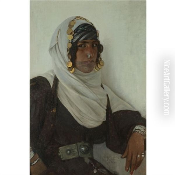 Girl From Damascus Oil Painting by Rudolph Swoboda the Younger