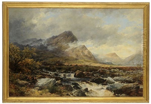 Highland Anglers By A Rock Oil Painting by John Syer
