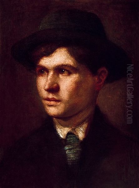 Portrait Of A Young Boy Oil Painting by Bertalan Szekely
