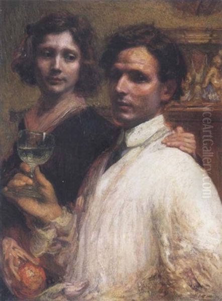 Autoritratto Con La Moglie Di Giacomo Balla Oil Painting by Giorgio Szoldaticz