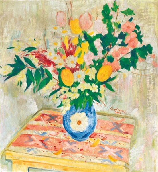 Still-life With Tulips Oil Painting by Sandor Szolnay