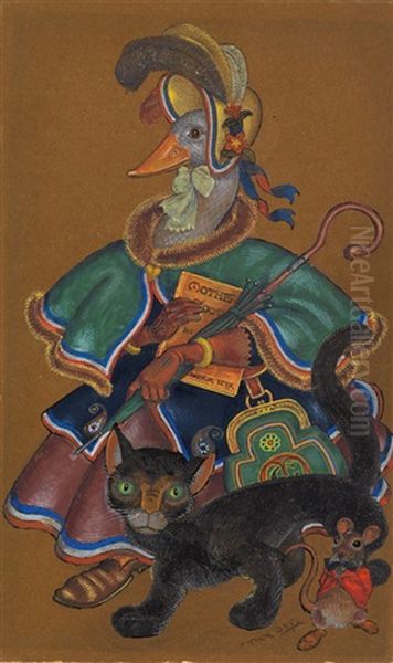 Mother Goose Oil Painting by Arthur Szyk