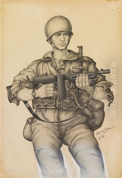 Self-portrait In Army Uniform Oil Painting by Arthur Szyk