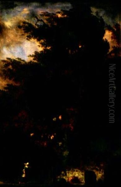 La Fermiere Dans Une Basse-cour Oil Painting by Achille Tabutin