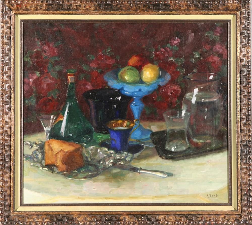 Still Life With Fruit, Water And Dessert Oil Painting by Osip Emmanuilovich Braz