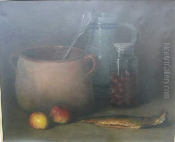 Nature Morte Au Chaudron Et Hareng Oil Painting by Osip Emmanuilovich Braz