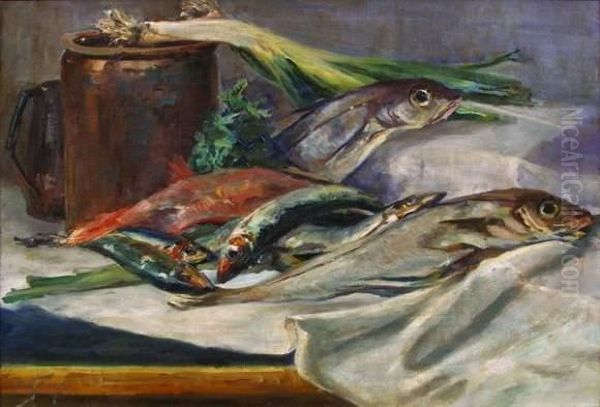 Nature Morte Aux Poissons Oil Painting by Osip Emmanuilovich Braz