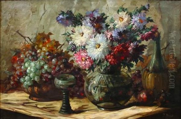 Nature Morte Aux Fruits Et Aux Fleurs Oil Painting by Osip Emmanuilovich Braz