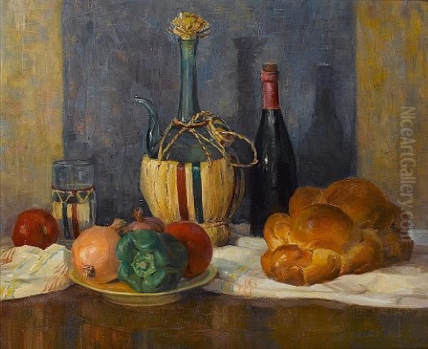 Still Life With French Bread Oil Painting by Osip Emmanuilovich Braz