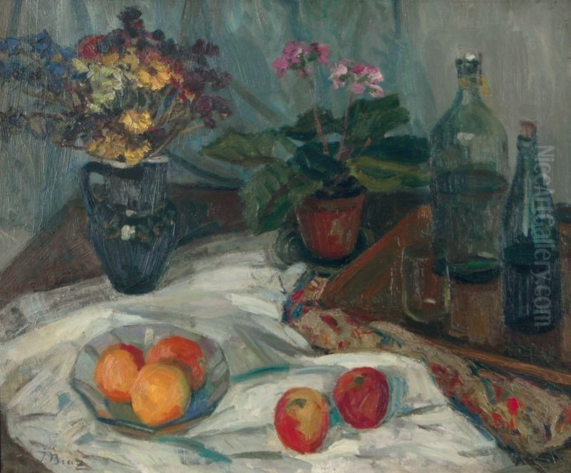 Stilleben Vor Blauemvorhang Oil Painting by Osip Emmanuilovich Braz