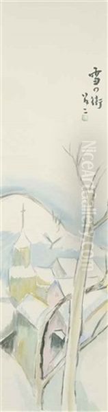 Snowtown Oil Painting by Takehisa Yumeji