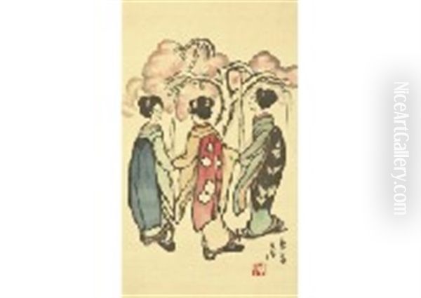 Spring Evening Oil Painting by Takehisa Yumeji