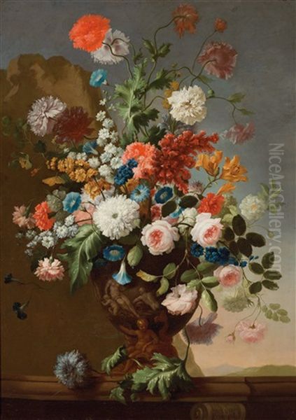 Ein Blumenstillleben Aus Nelken Oil Painting by Franz Werner von Tamm