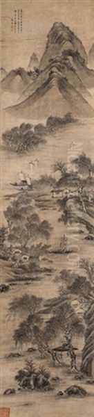 Landscapes (2 Works) Oil Painting by Tang Yin