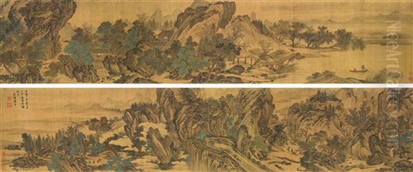 Landscape In Green Oil Painting by Tang Yin