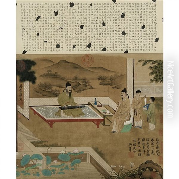 A Chinese Painting Of Scholars Oil Painting by Tang Yin