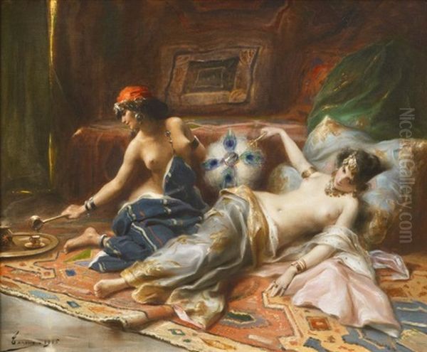 Odalisques Oil Painting by Henri Adriene Tanoux