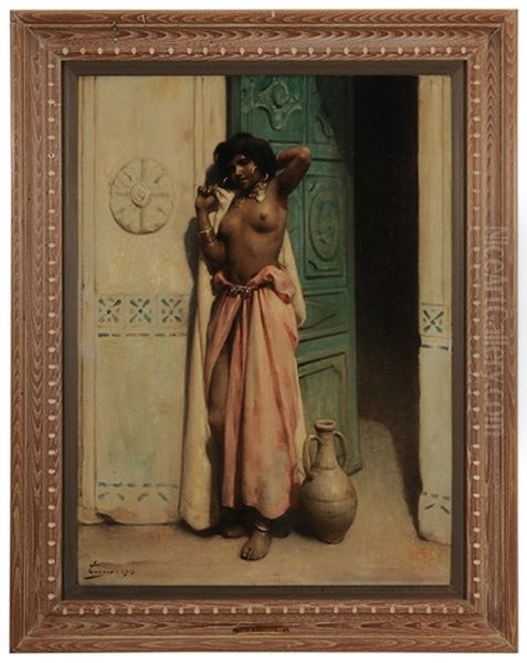 A Harem Beauty Oil Painting by Henri Adriene Tanoux