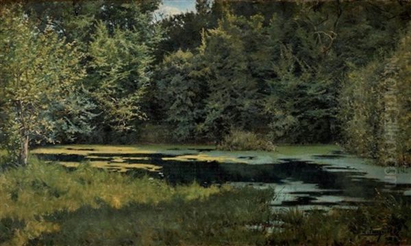 La Mare En Foret Oil Painting by Leon Louis Antoine Tanzi