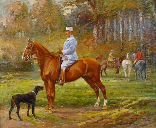 L'officier Sur Son Cheval Oil Painting by Daniel Tardieu