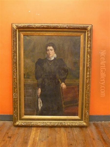 Portrait De L'epouse Du Peintre Joseph Gerard Oil Painting by Jules Tasquin