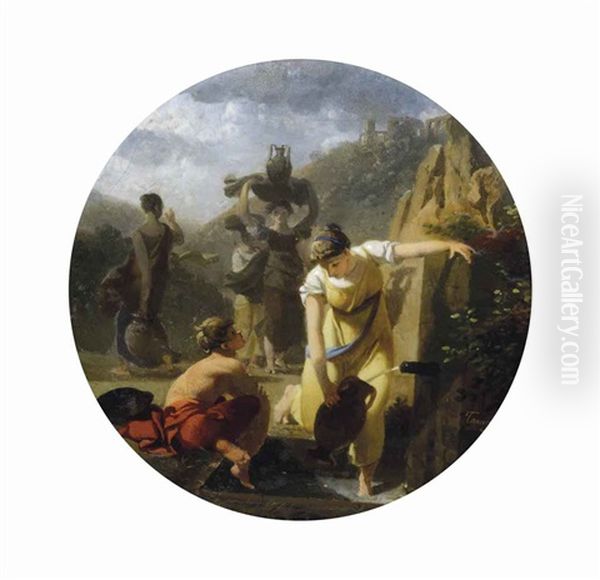 Femmes A La Fontaine Oil Painting by Nicolas Antoine Taunay