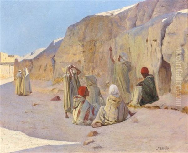 Le Conteur Oil Painting by Jules-Charles-Clement Taupin