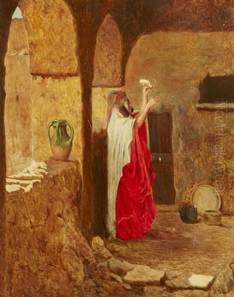 La Fileuse Oil Painting by Jules-Charles-Clement Taupin