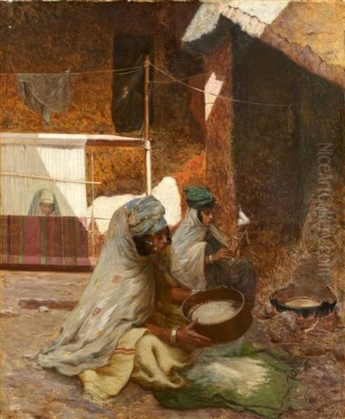 Interieur En Kabylie Oil Painting by Jules-Charles-Clement Taupin