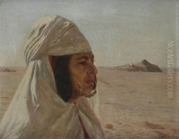 Profil D'algerienne Dans Un Paysage Oil Painting by Jules-Charles-Clement Taupin
