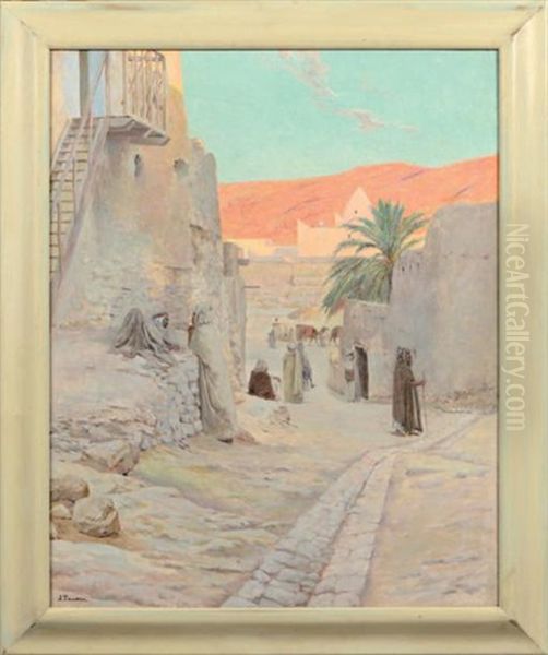 Promeneurs A Bou-saada Oil Painting by Jules-Charles-Clement Taupin