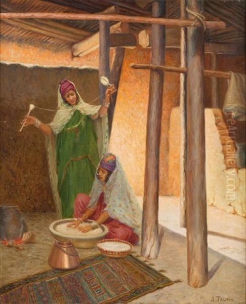 Les Fileuses Oil Painting by Jules-Charles-Clement Taupin