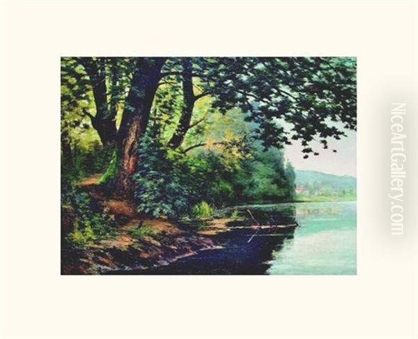 Bords De Marne Oil Painting by Jules-Charles-Clement Taupin