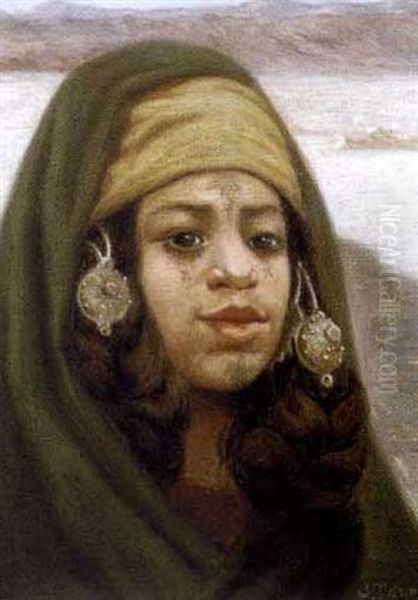 Jeune Kabyle Aux Boucles D'oreilles Oil Painting by Jules-Charles-Clement Taupin