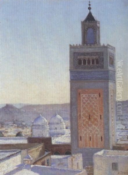 Mosquee A Tunis Oil Painting by Jules-Charles-Clement Taupin
