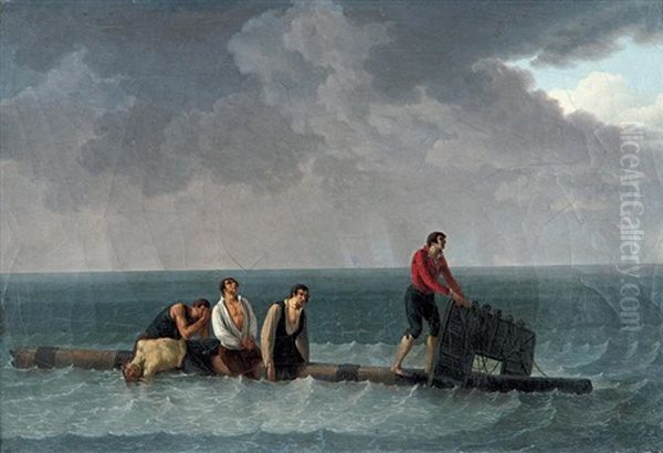 Naufrages Sur Un Mat Oil Painting by Jean Jacques Francois Taurel