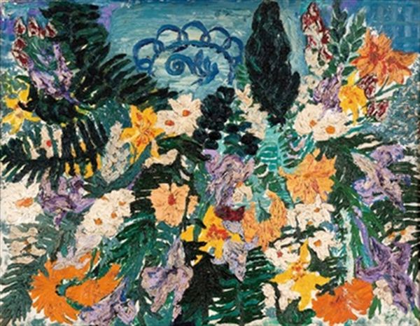 Bluhende Gartenblumen Oil Painting by Helene von Taussig