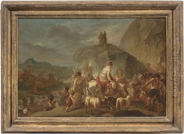 Mose Divide Le Acque (il Passaggio Del Mar Rosso) Oil Painting by Carlo Antonio Tavella, Il Solfarola