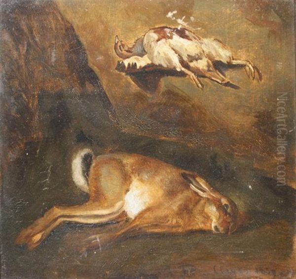 Jachtstilleven Oil Painting by Johannes Tavenraat