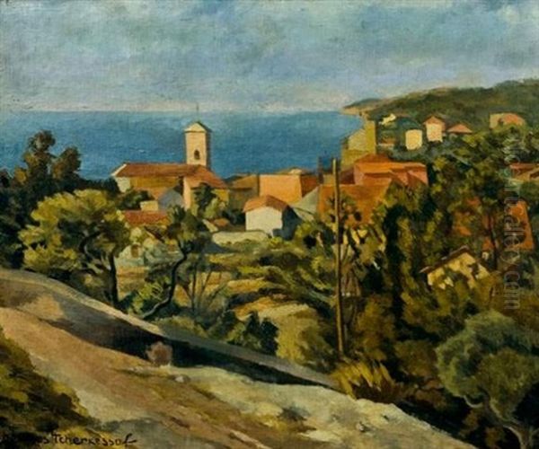 Vue De Collioure Oil Painting by Youri Yourievitch Tcherkesoff