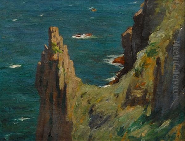A Pinnacle At Woolamai Oil Painting by Violet H. Evangeline Teague