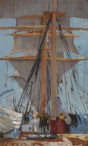 Barque C.b. Pedersen Oil Painting by Violet H. Evangeline Teague