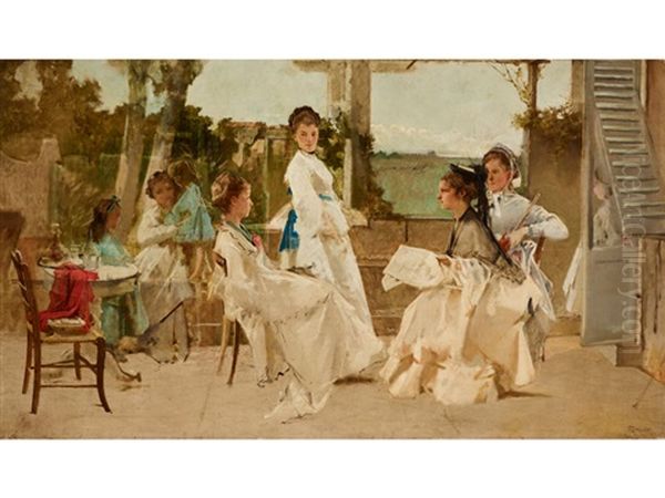 In Terrazza Oil Painting by Michele Tedesco